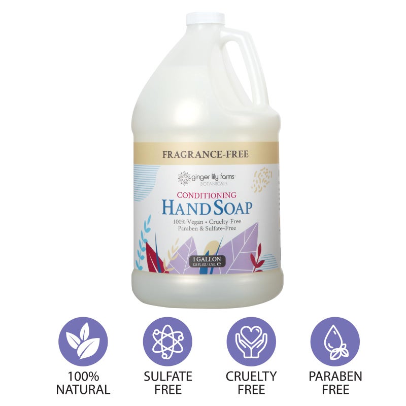 Ginger Lily Farms Botanicals All-Purpose Liquid Hand Soap Refill, Fragrance Free, 100% Vegan & Cruelty-Free, 1 Gallon - Image 5